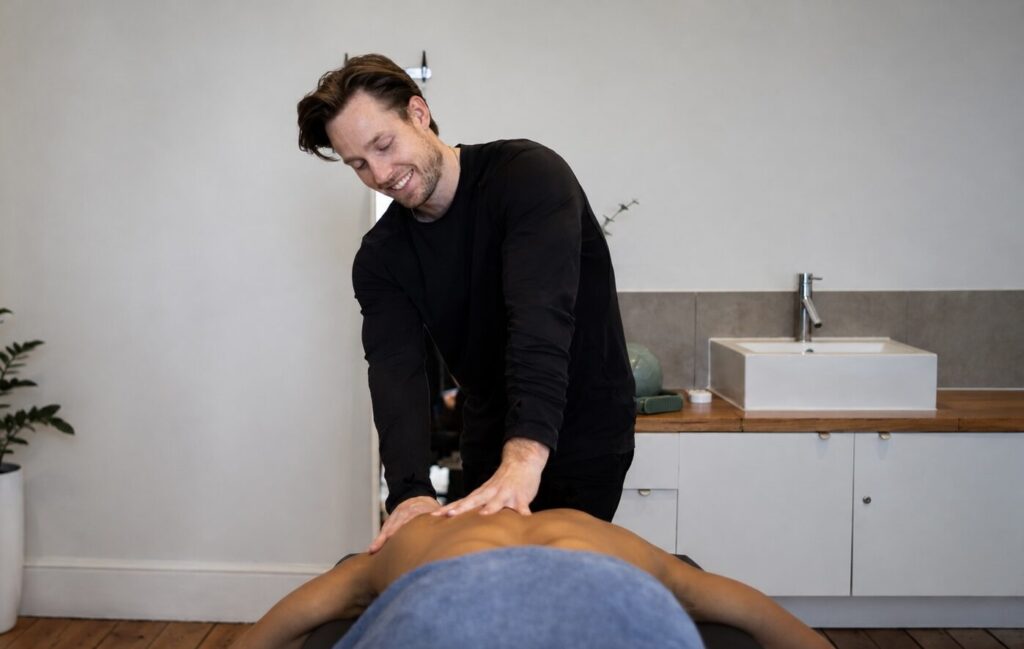 Physiotherapist treating a patient in our Glenelg physiotherapy clinic